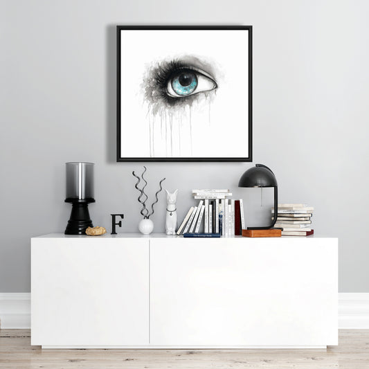 Blue Eye Watercolor Canvas | Bedroom Decor | Framed Art