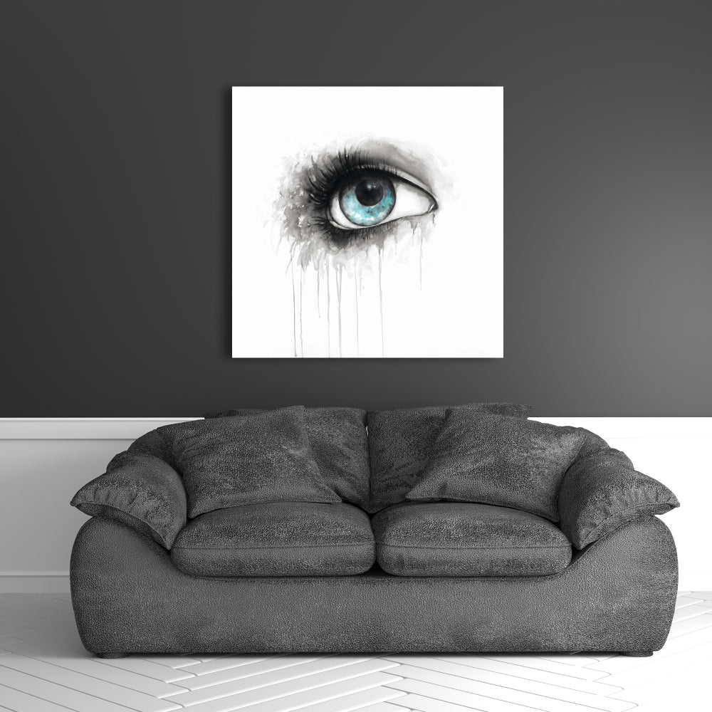 Blue Eye Watercolor Canvas | Illustrative Bedroom Wall Art