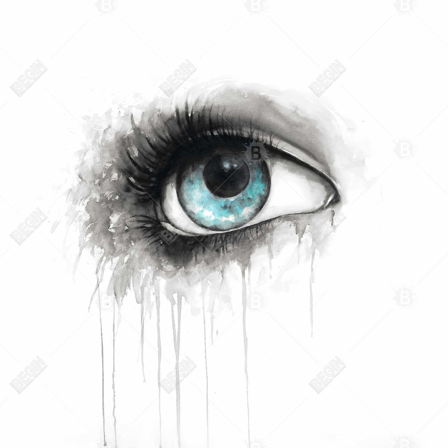 Blue Eye Watercolor Canvas | Illustrative Bedroom Wall Art