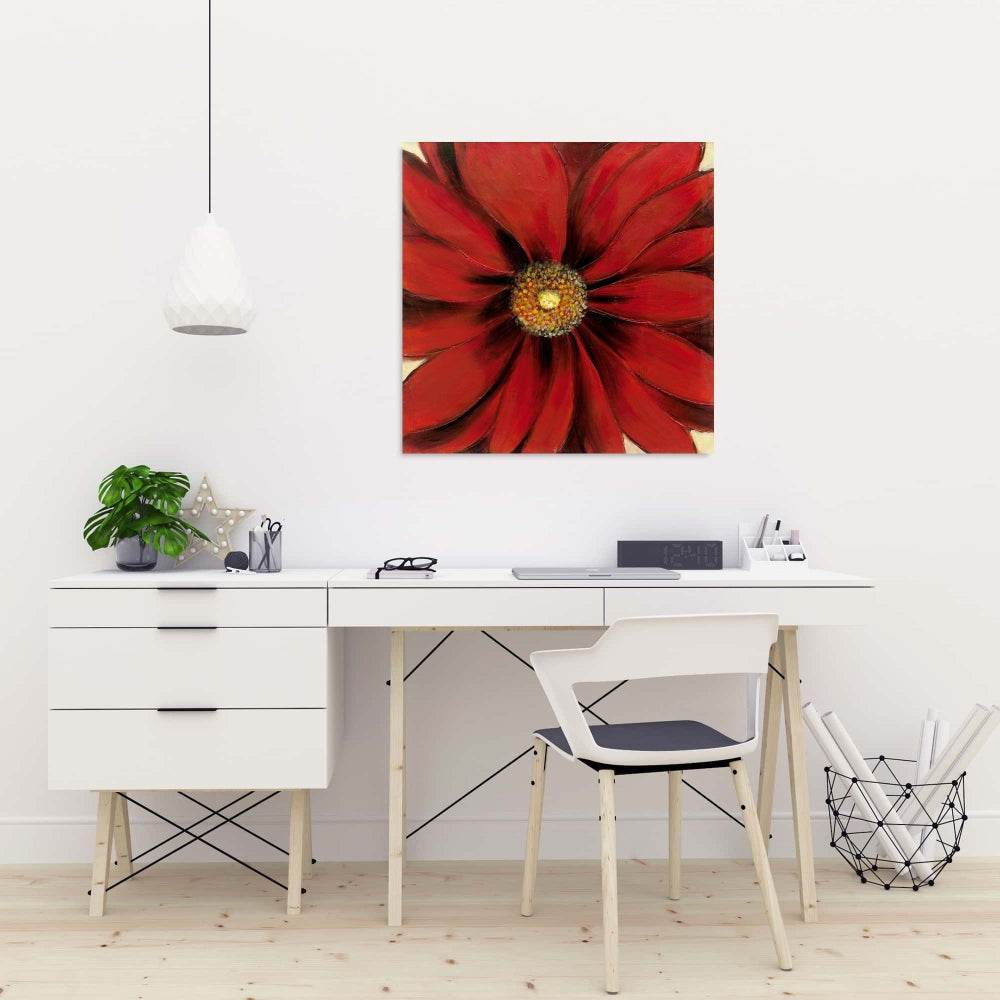 Red Daisy Floral Botanical Canvas | Contemporary Home Decor