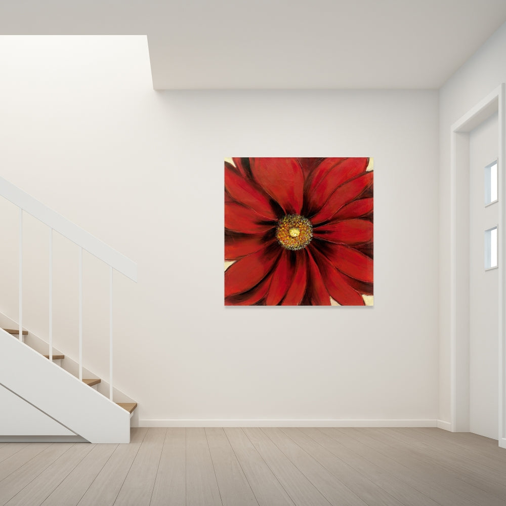 Red Daisy Floral Botanical Canvas | Contemporary Home Decor