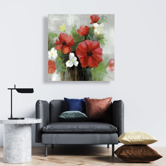 White Bedroom Canvas | Abstract Wild Flowers Bundle Decor