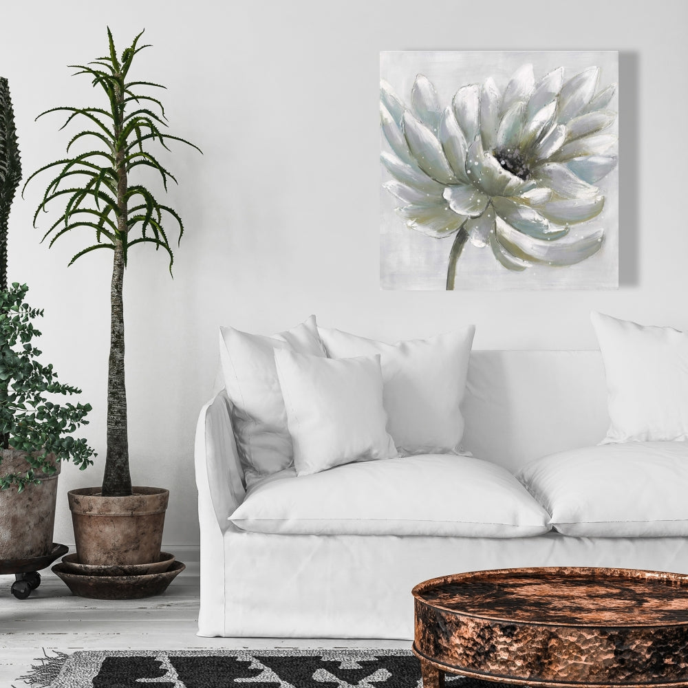 White Chrysanthemum Canvas | Bedroom Floral & Botanical Decor