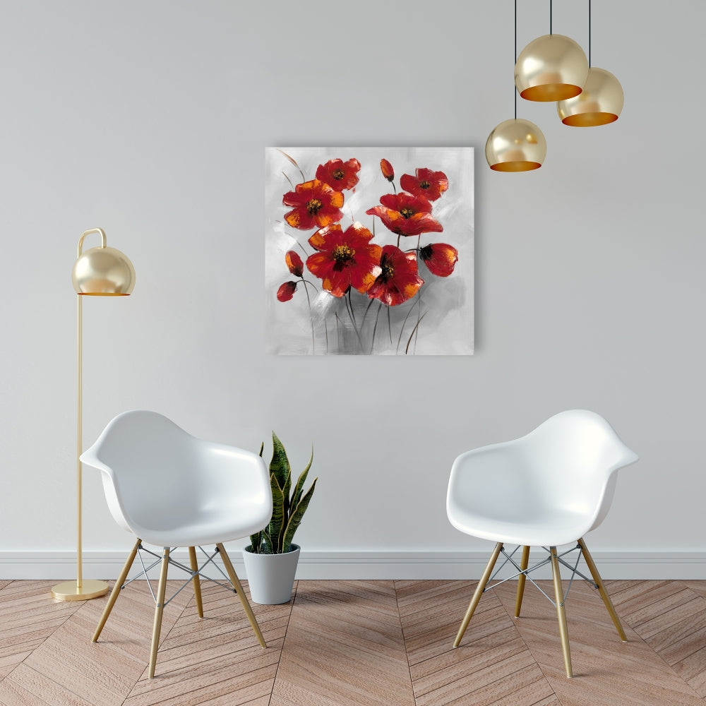 Anemone Flowers Canvas - Floral Botanical Gray Home Decor
