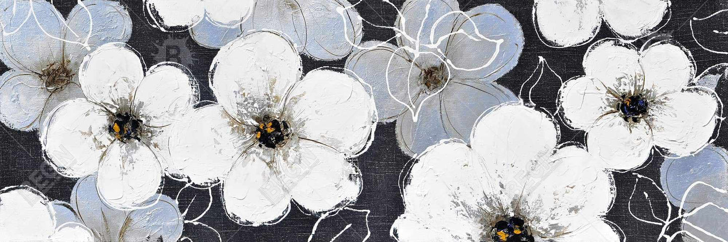 White Flowers Framed Canvas | Botanical Bedroom Home Decor