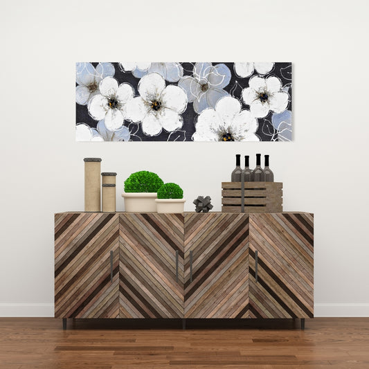 Contemporary White Floral Canvas | Home Decor Botanical Art