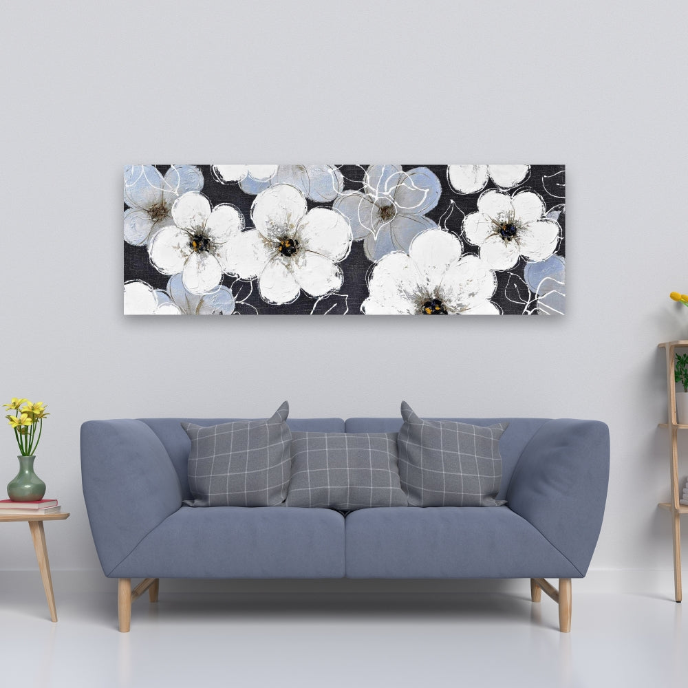 Contemporary White Floral Canvas | Home Decor Botanical Art