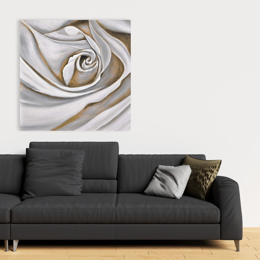 White Rose Closeup Canvas - Botanical Bedroom Wall Art Decor
