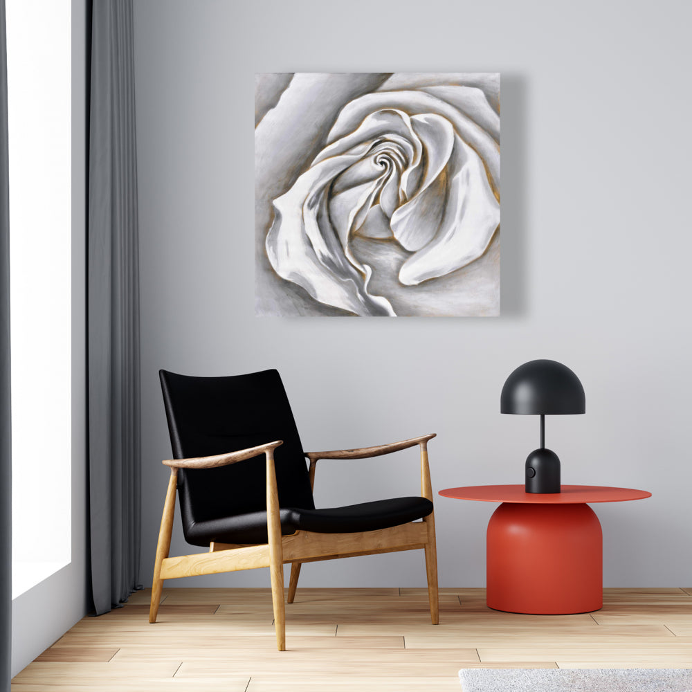 White Rose Delicate Canvas | Floral Botanical Bedroom Decor