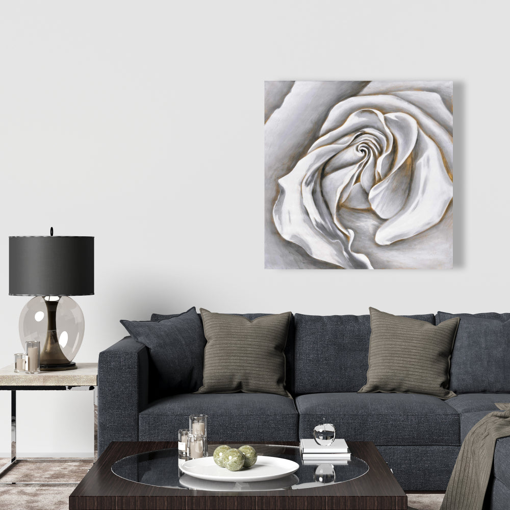 White Rose Delicate Canvas | Floral Botanical Bedroom Decor