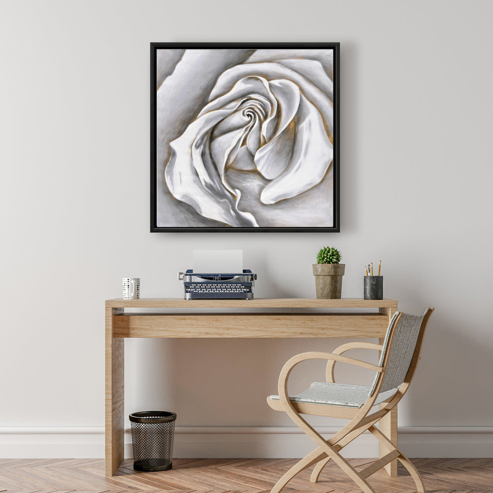 White Rose Delicate Canvas | Botanical Bedroom Wall Art Decor
