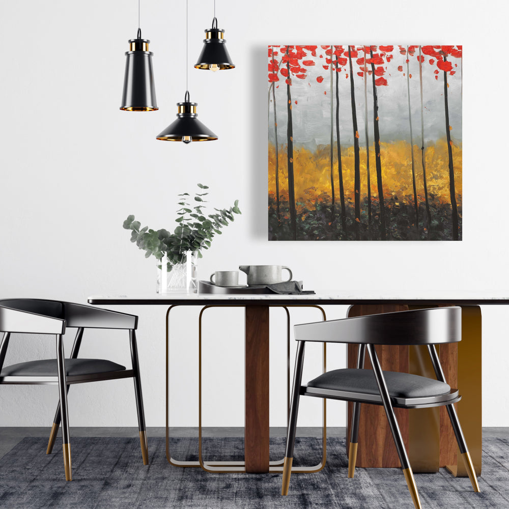 Gray Bedroom Trees Canvas - Abstract Landscape Home Decor