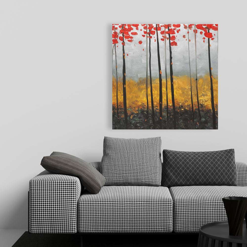 Gray Bedroom Trees Canvas - Abstract Landscape Home Decor