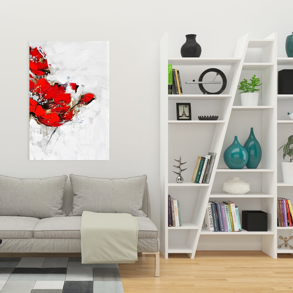 Toile abstraite à fleurs rouges | Décoration florale contemporaine pour la maison