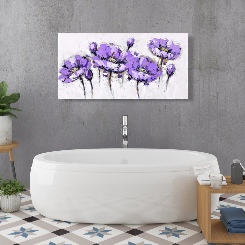Abstract Purple Flowers Canvas | Botanical Home Decor Art