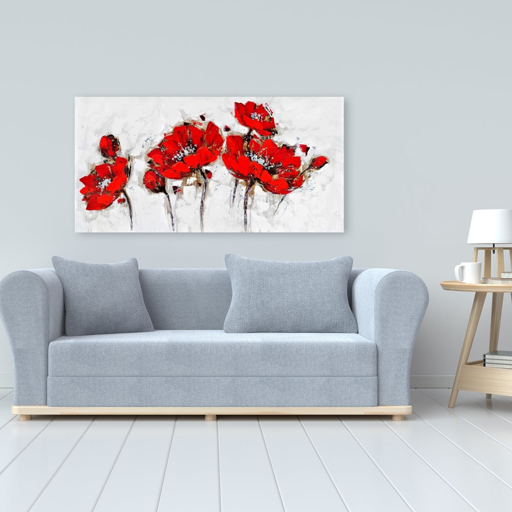 Abstract Poppy Flowers Canvas - Botanical Bedroom Decor