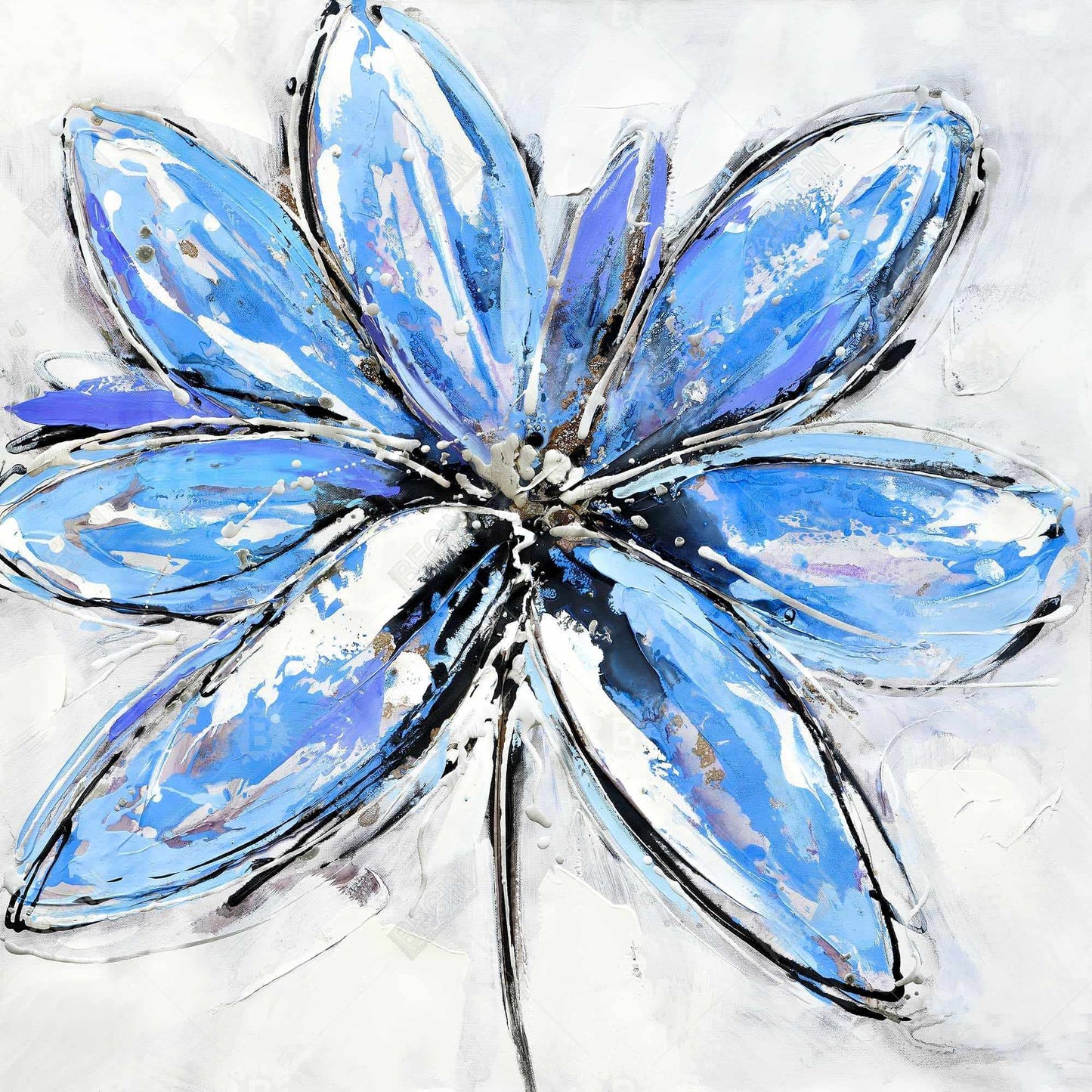 Blue Flower Botanical Canvas - Contemporary Home Decor Art