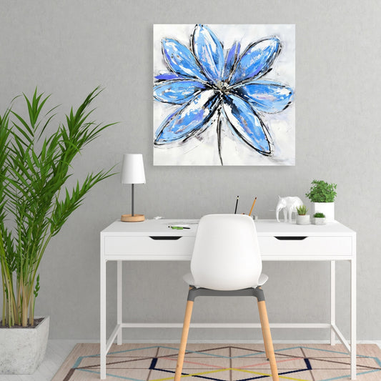 Blue Flower Botanical Canvas - Contemporary Home Decor Art