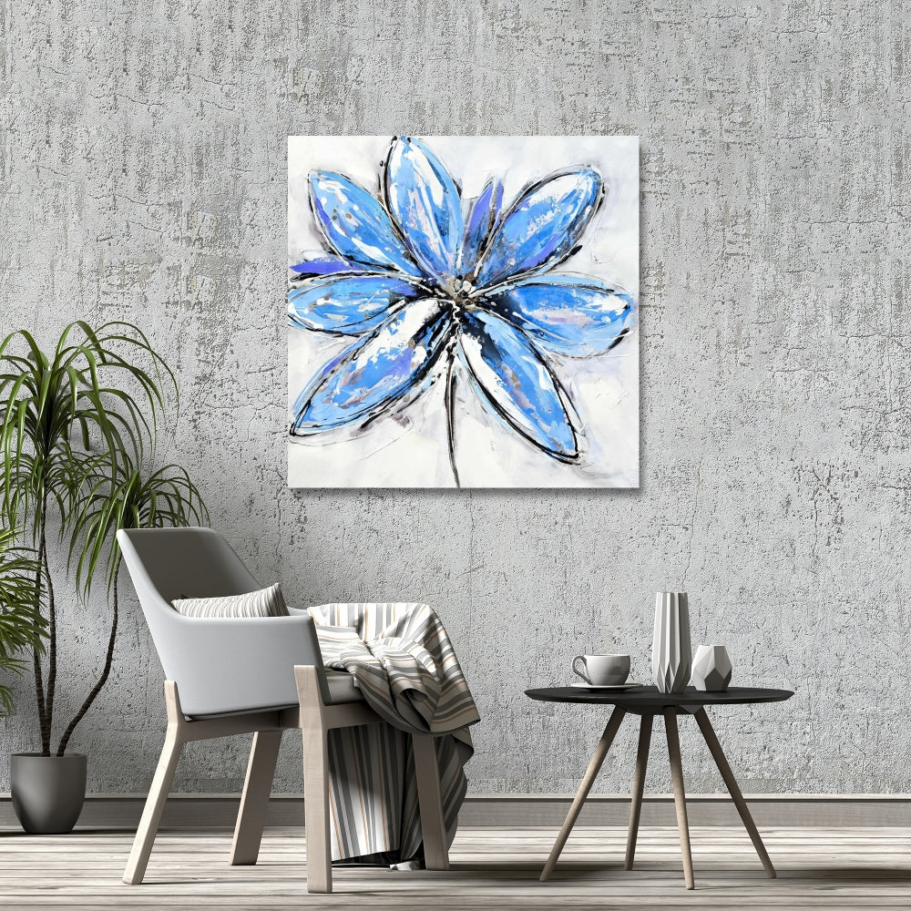 Blue Flower Botanical Canvas - Contemporary Home Decor Art
