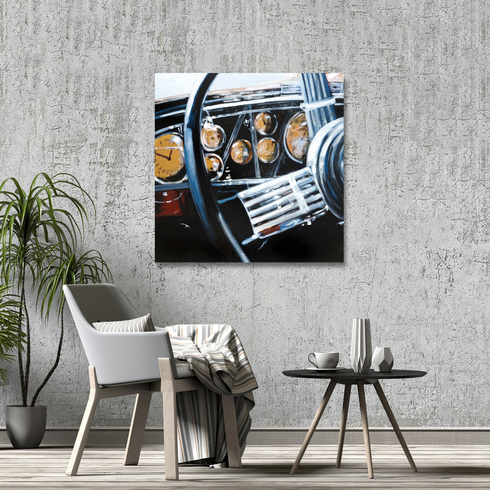 Vintage Car Interior Canvas | Contemporary Bedroom Decor