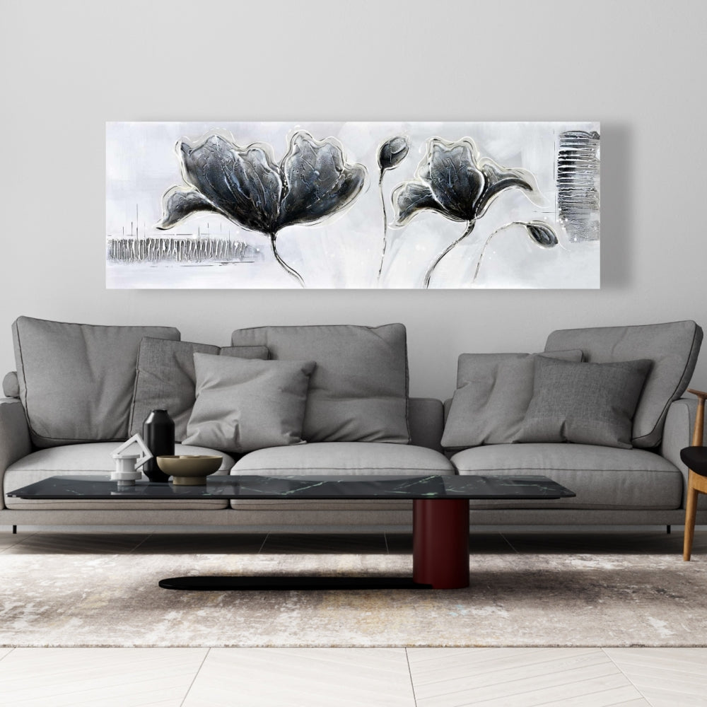 Industrial White Bedroom Canvas - Industrial Style Flowers Decor
