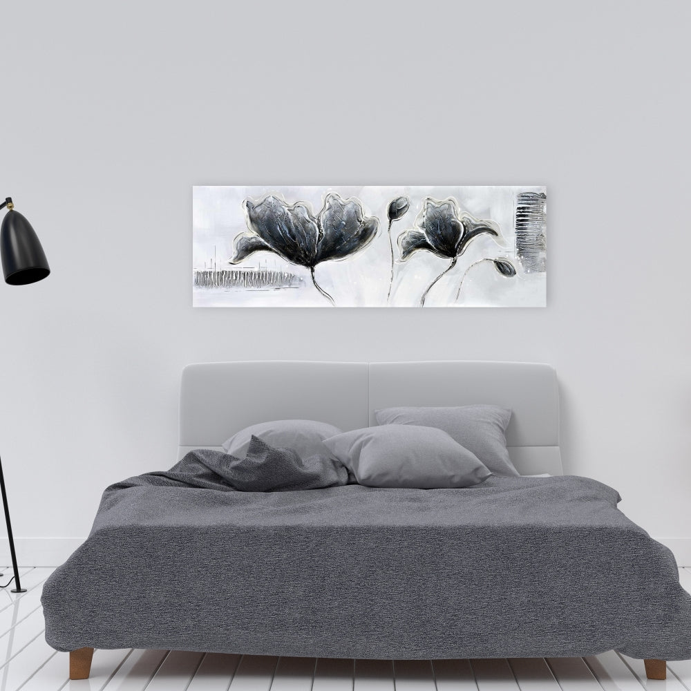 Industrial White Bedroom Canvas - Industrial Style Flowers Decor