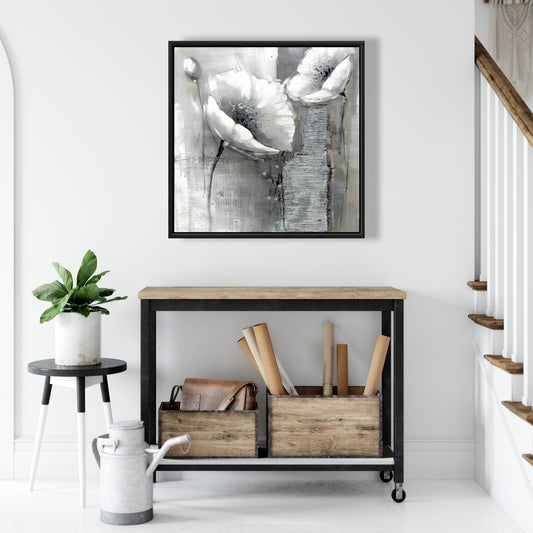 Toile à fleurs monochromes industrielles - Décoration botanique pour la maison