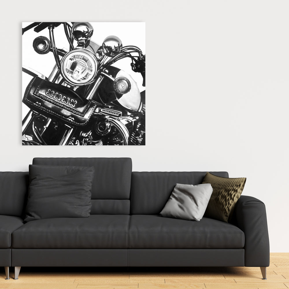 Realistic Motorcycle Gray Canvas | Home Decor Wall Art