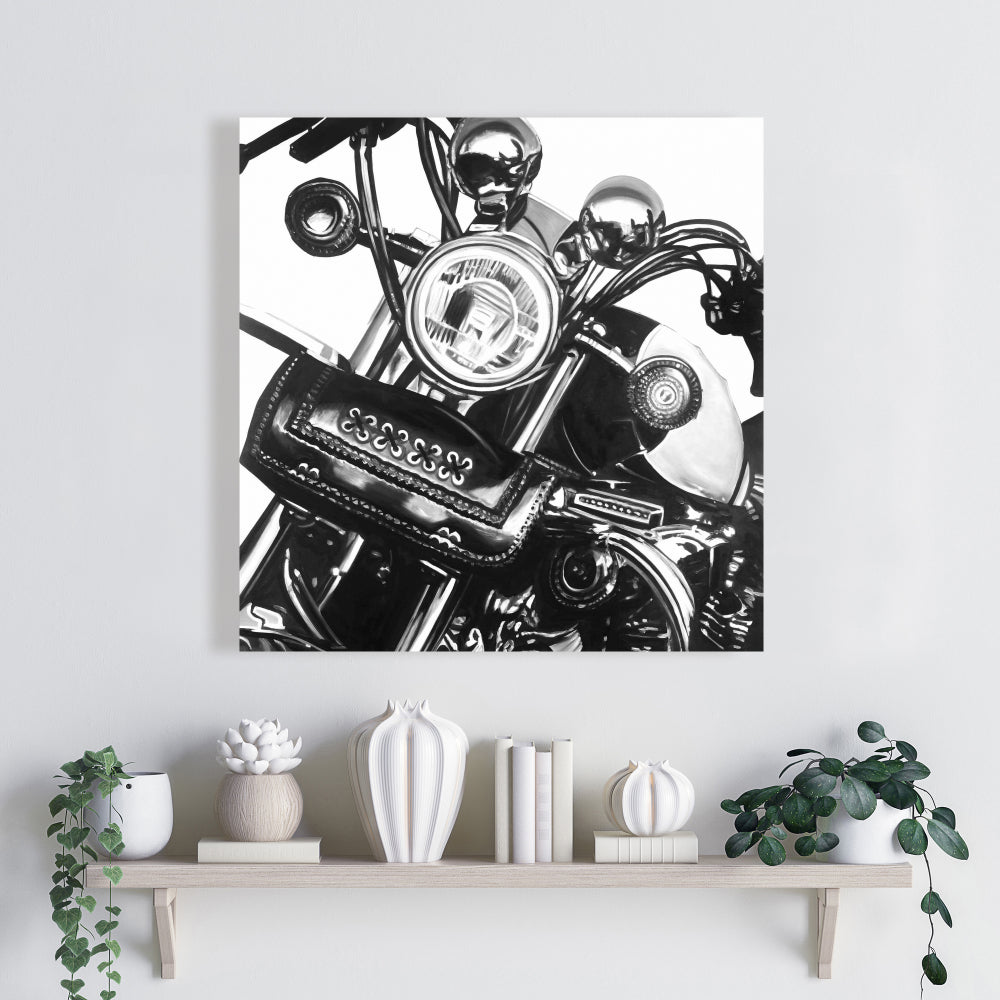 Realistic Motorcycle Gray Canvas | Home Decor Wall Art