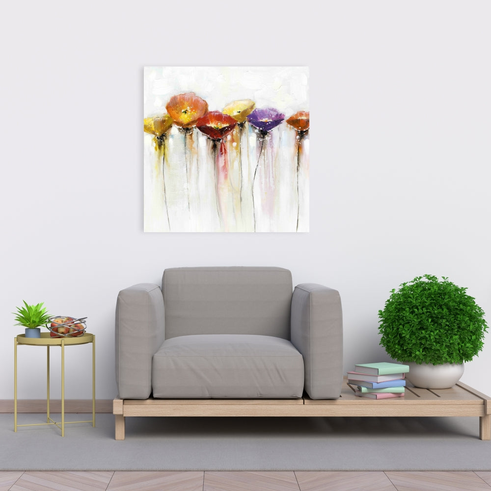 Colorful Abstract Floral Canvas | Botanical Home Decor