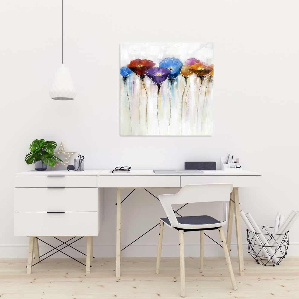 Blue Bedroom Botanical Canvas | Colorful Flowers Wall Art