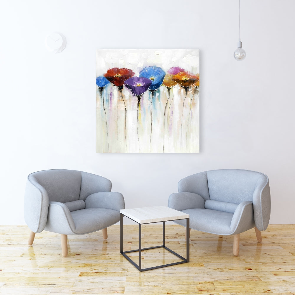 Blue Bedroom Botanical Canvas | Colorful Flowers Wall Art
