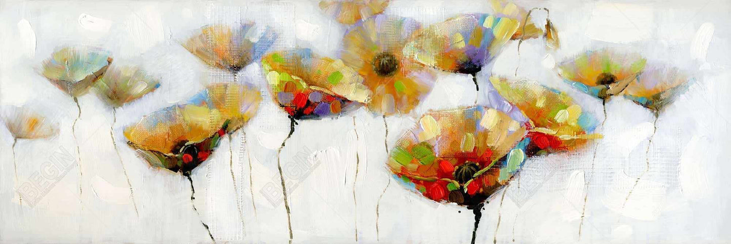 Contemporary Orange Floral Canvas - Color Spotted Flowers Decor