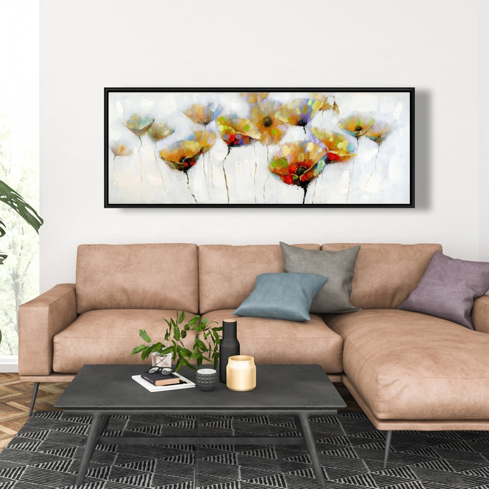 Orange Botanical Canvas | Color Spotted Flowers Framed Art