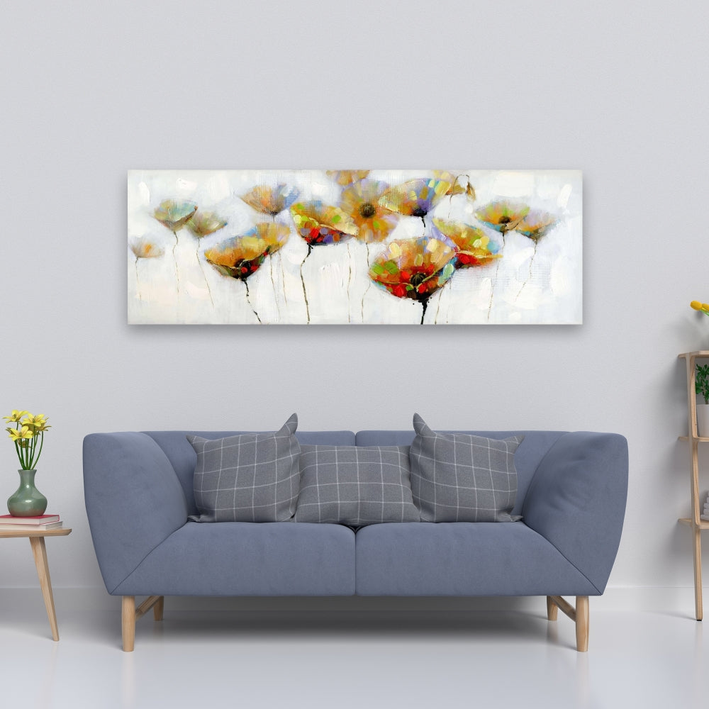 Contemporary Orange Floral Canvas - Color Spotted Flowers Decor