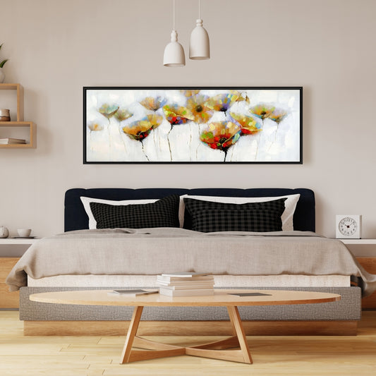 Orange Botanical Canvas | Color Spotted Flowers Framed Art