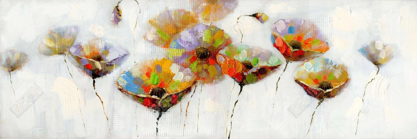 Contemporary Gray Canvas | Color Dotted Flowers Wall Art