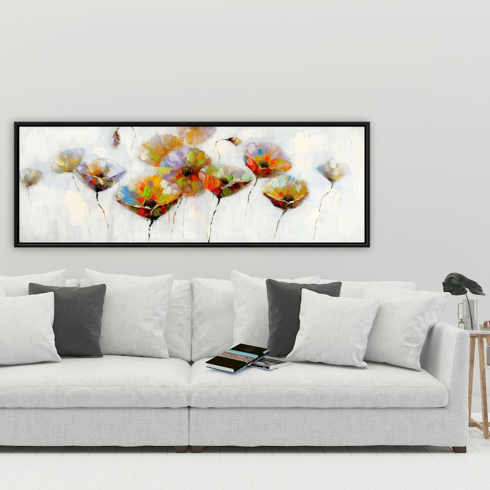 Gray Botanical Framed Canvas - Color Dotted Flowers Decor