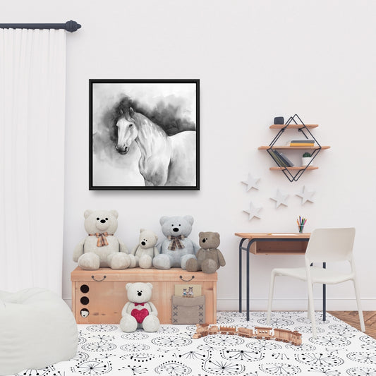 Toile encadrée minimaliste Domino Horse | Décoration d'animaux de la ferme