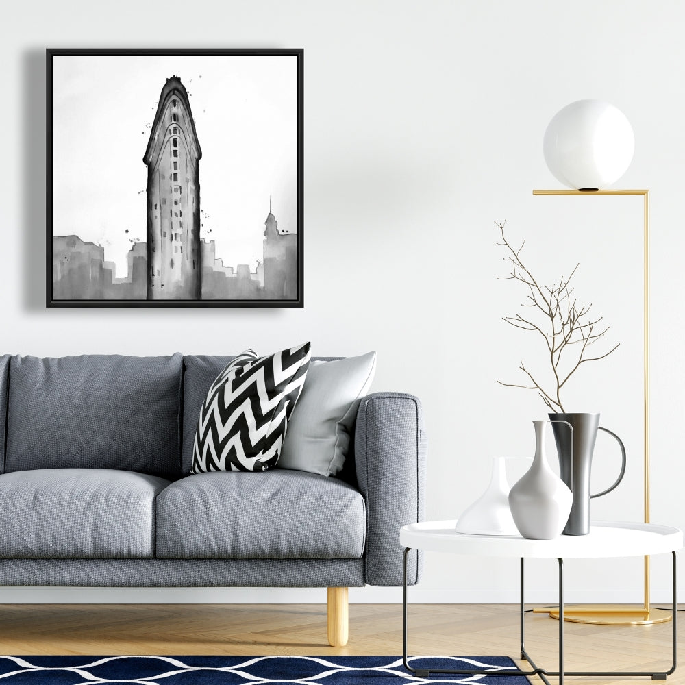 Flatiron Building White Canvas | Framed City Art Home Decor