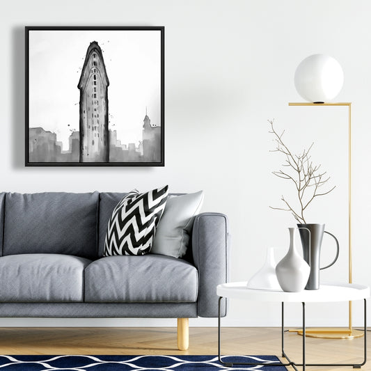 Toile blanche du Flatiron Building | Décoration d'intérieur encadrée
