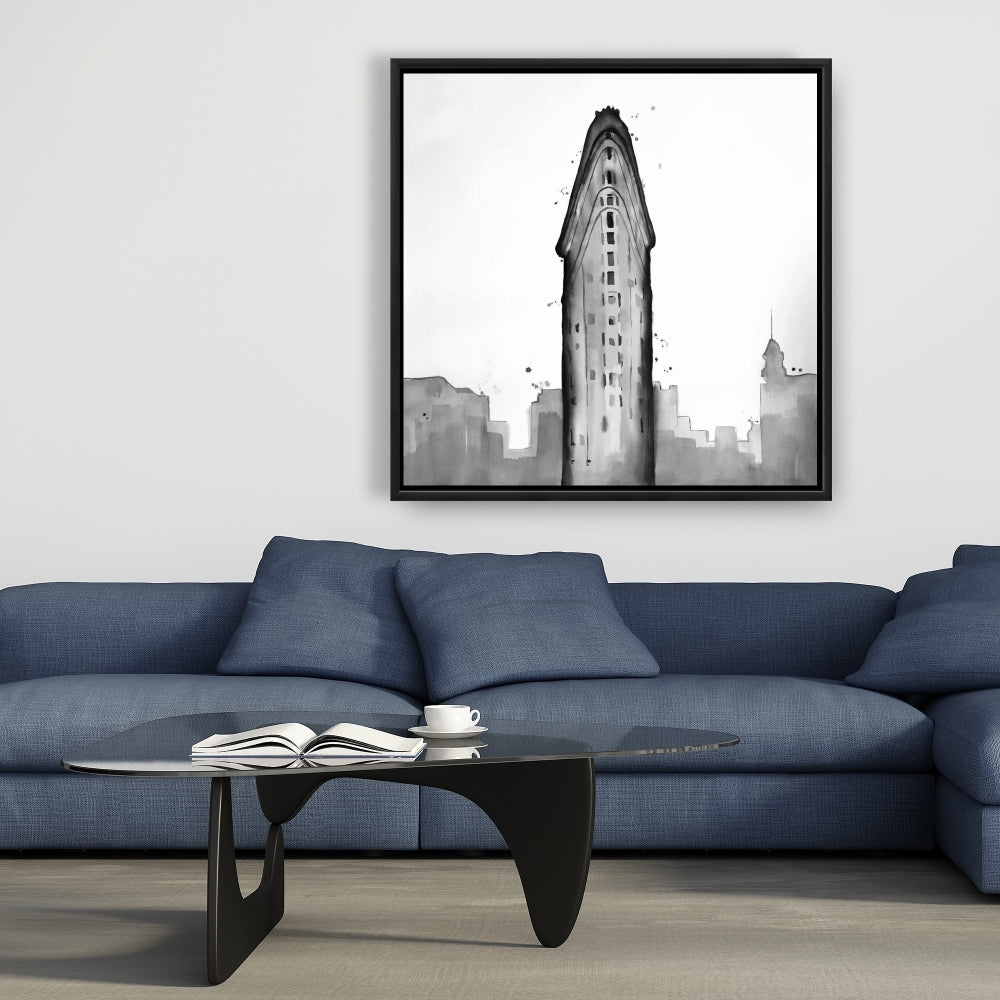 Flatiron Building White Canvas | Framed City Art Home Decor