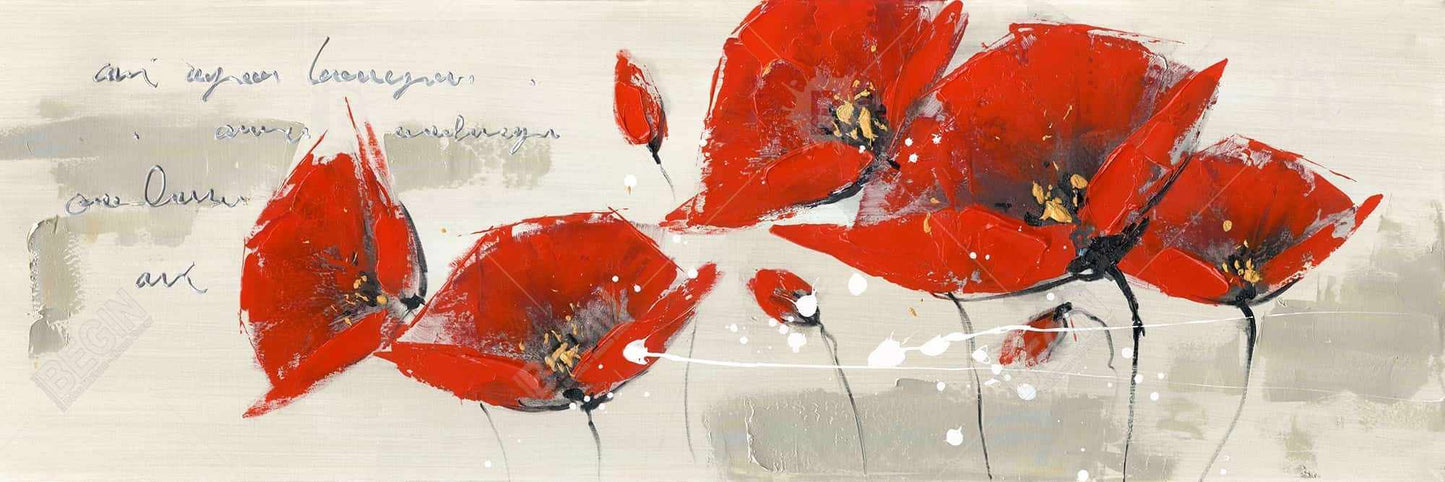 Red Flowers Canvas | Botanical Red Framed Art for Home Decor
