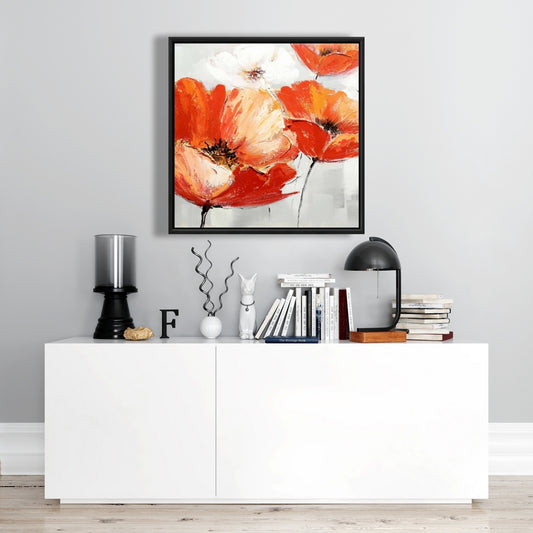 Toile Fleurs sauvages rouges | Décoration murale contemporaine pour chambre à coucher