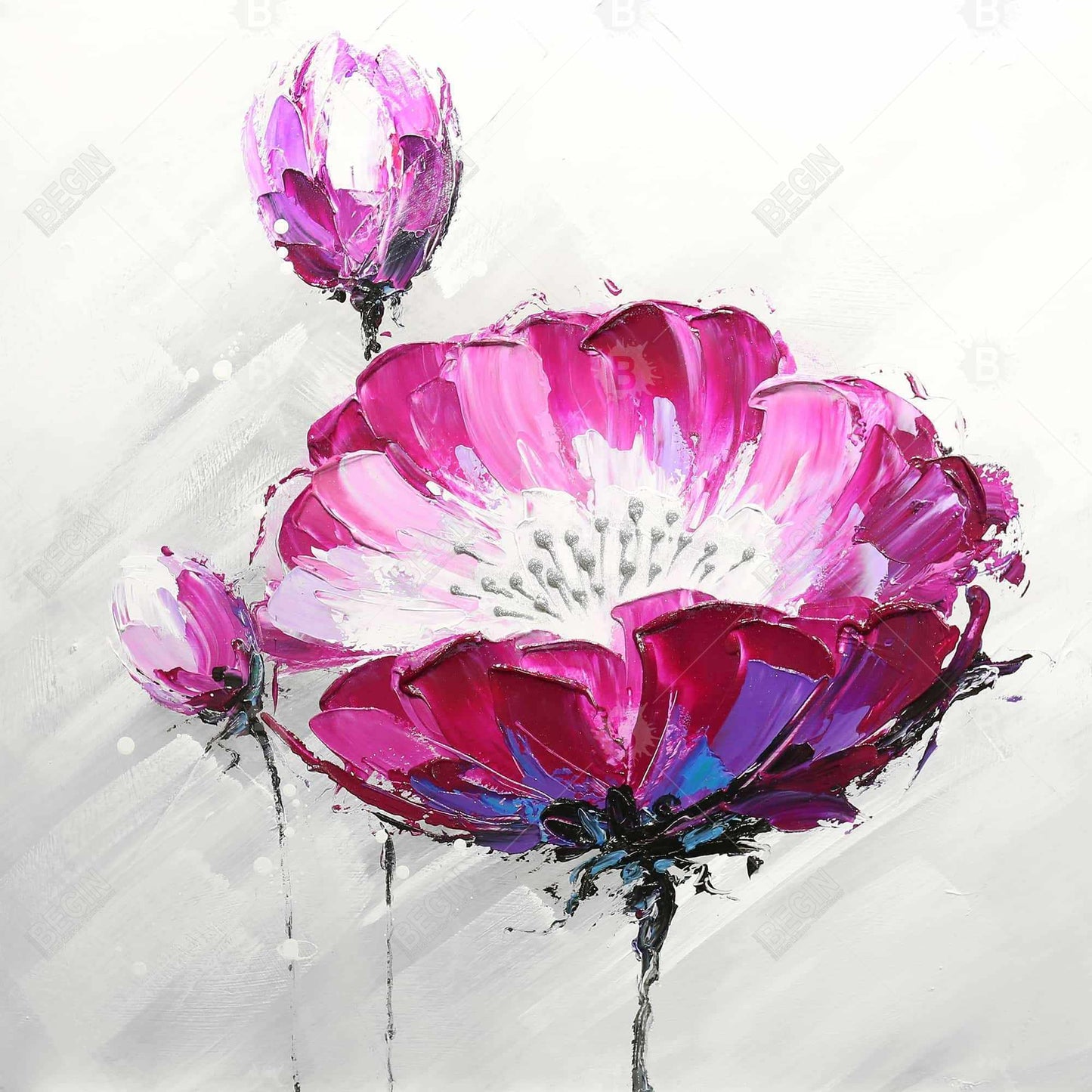 Fuchsia Wild Flower Botanical Canvas - Floral Bedroom Decor