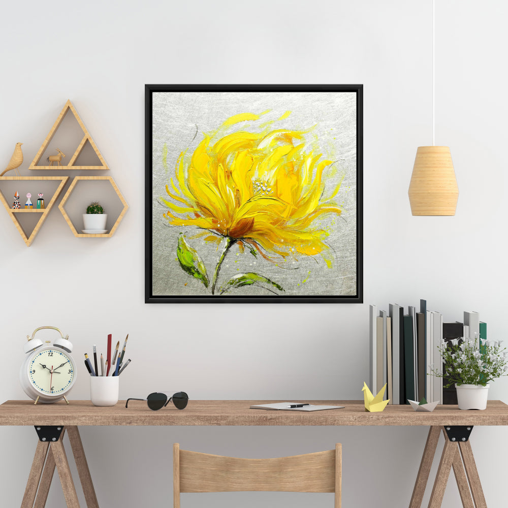 Yellow Fluffy Flower Canvas | Floral & Botanical Home Decor