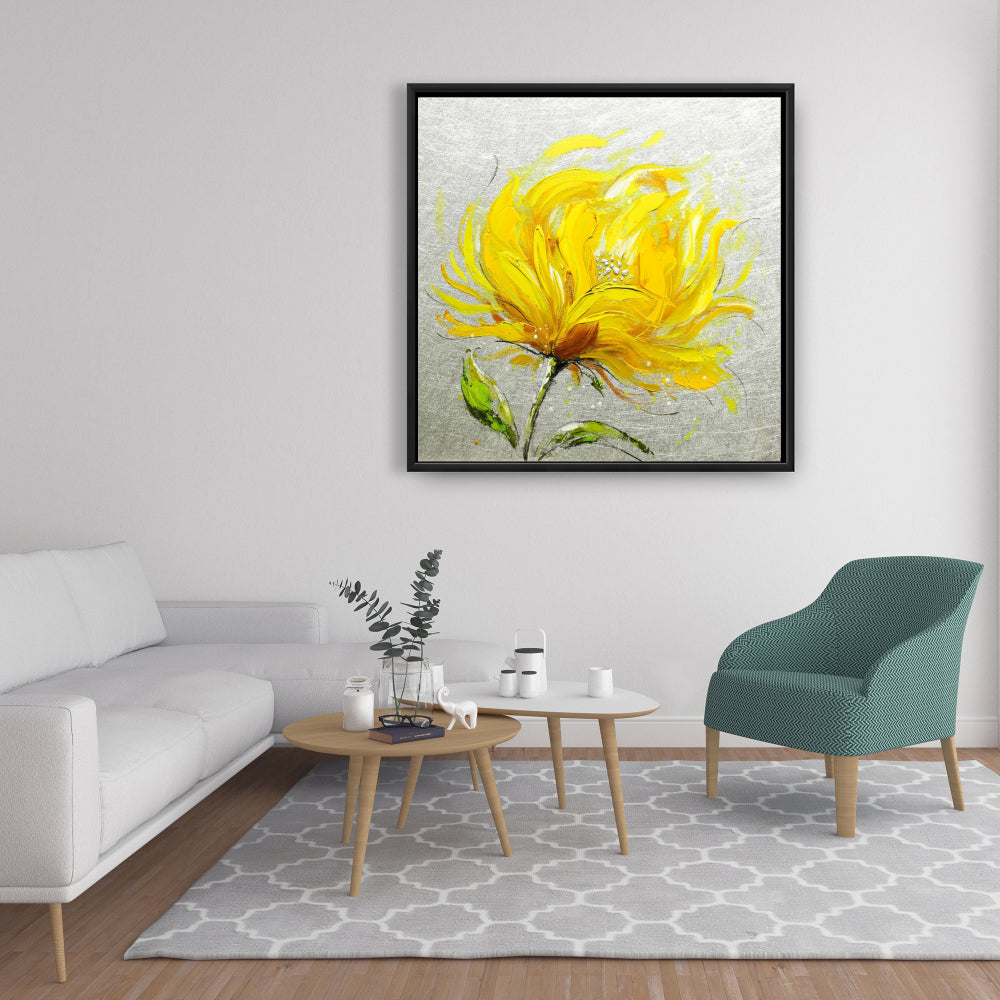 Yellow Fluffy Flower Canvas | Floral & Botanical Home Decor