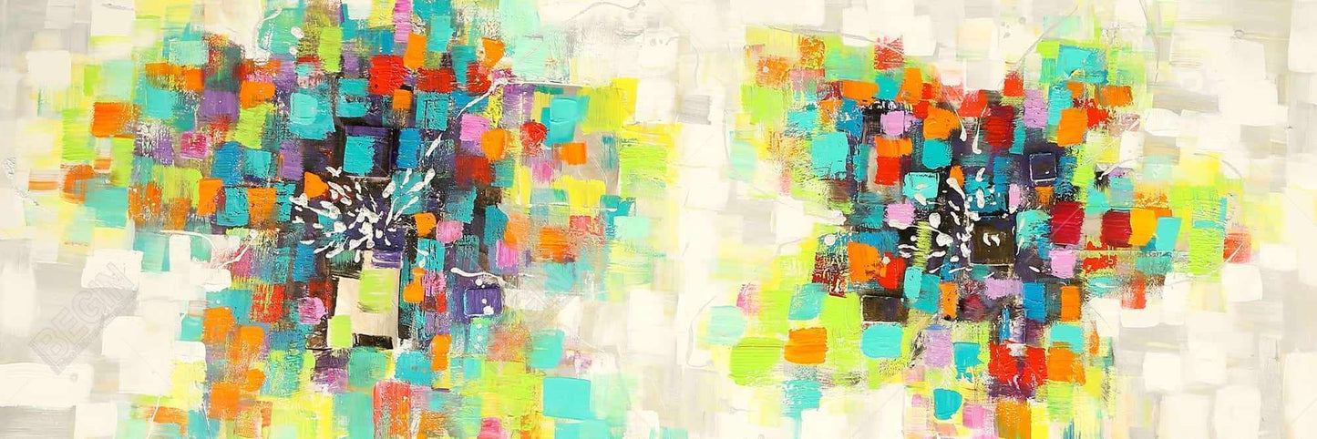 Abstract Industrial Canvas - Flowers Made of Squares Decor