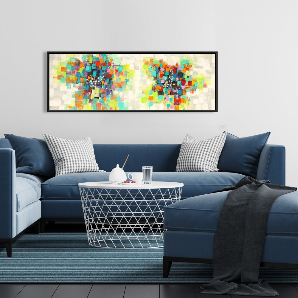 Abstract Industrial Canvas - Flowers Made of Squares Decor