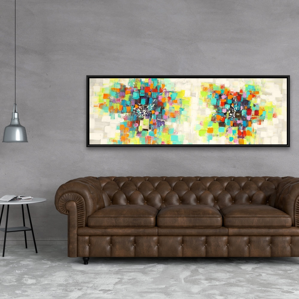 Abstract Industrial Canvas - Flowers Made of Squares Decor